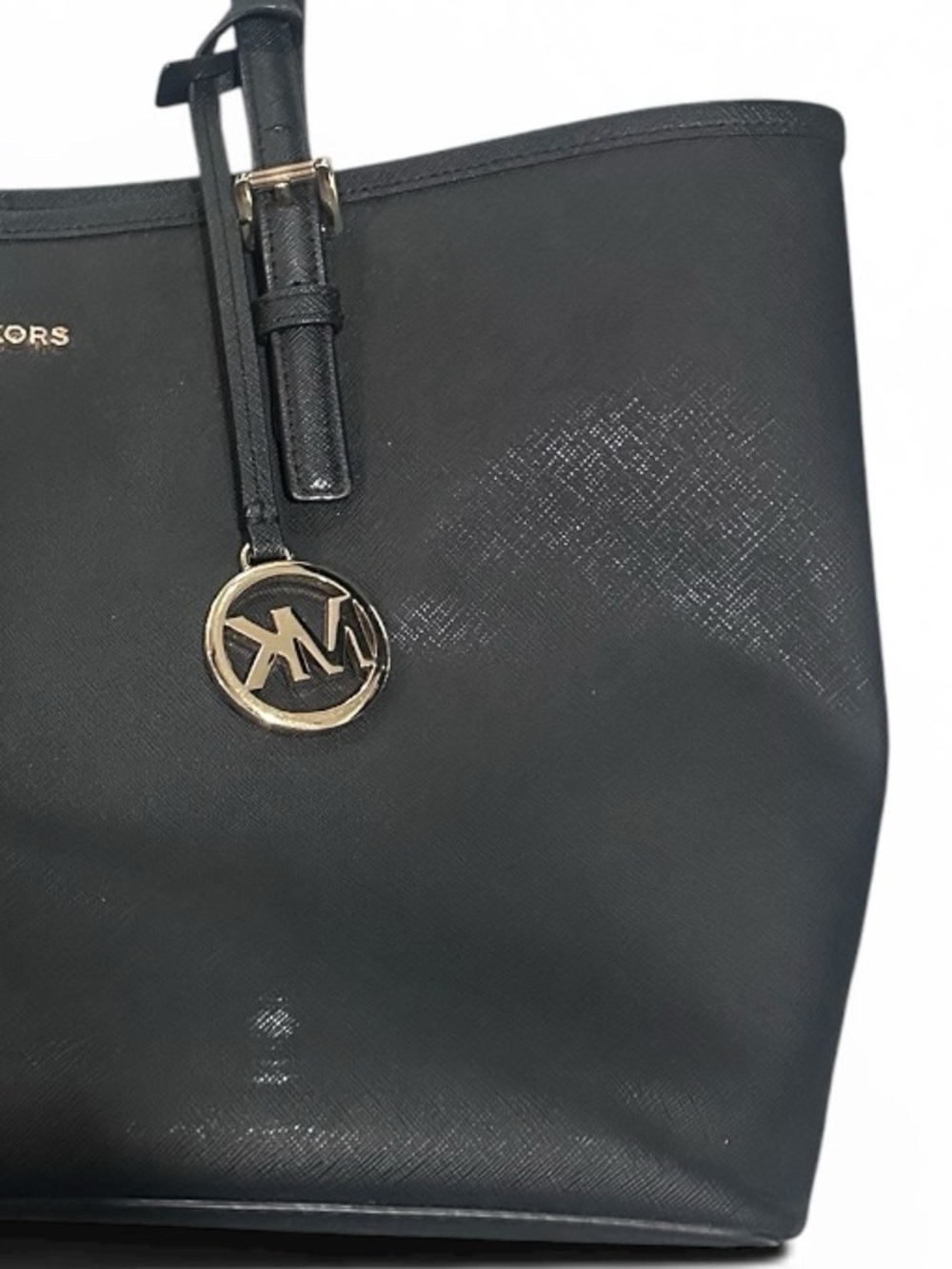 Michael Kors Black Saffiano Leather Tote with Logo Charm - Picture 6 of 6